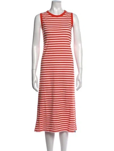 Pre-owned Kule Striped Midi Length Dress In Orange/white