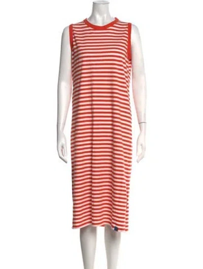 Pre-owned Kule Striped Midi Length Dress In Orange/white