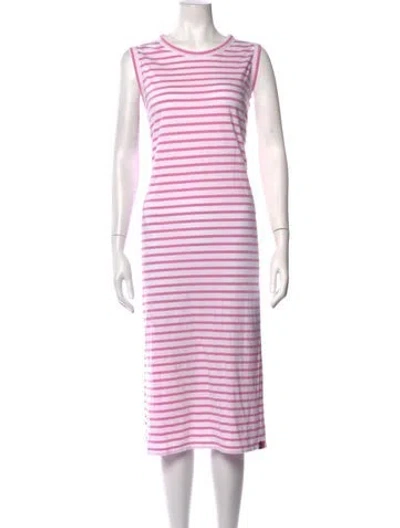 Pre-owned Kule Striped Midi Length Dress In Pink