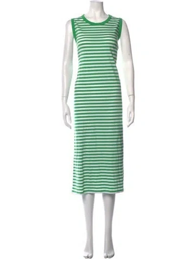 Pre-owned Kule Striped Midi Length Dress W/ Tags In Green