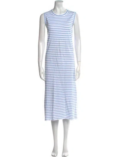 Pre-owned Kule Striped Midi Length Dress In White