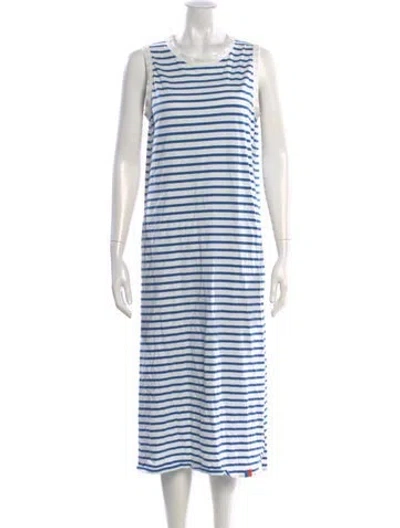 Pre-owned Kule Striped Midi Length Dress In White
