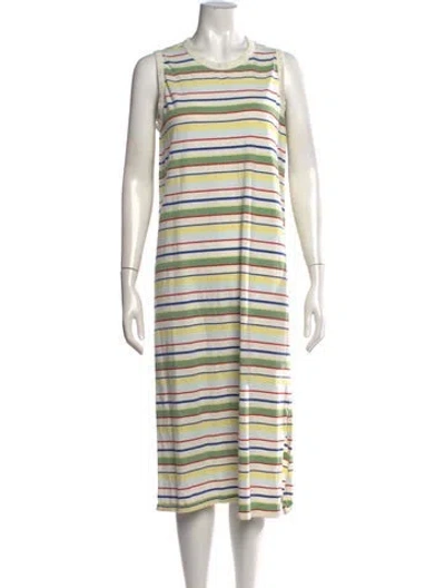 Pre-owned Kule Striped Midi Length Dress In White