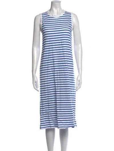 Pre-owned Kule Striped Midi Length Dress In White