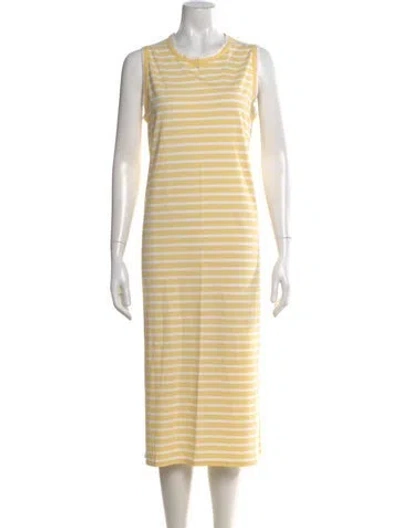Pre-owned Kule Striped Midi Length Dress In Yellow