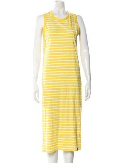 Pre-owned Kule Striped Midi Length Dress In Yellow