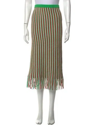 Pre-owned Kule Striped Midi Length Skirt W/ Tags In Green