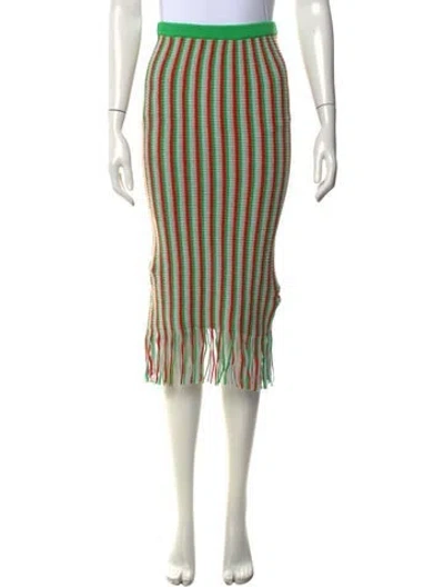 Pre-owned Kule Striped Midi Length Skirt W/ Tags In Green