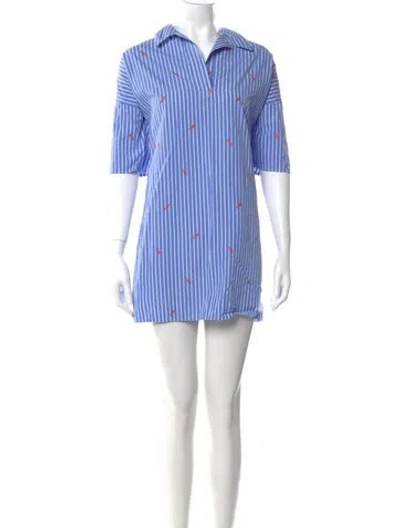Pre-owned Kule Striped Mini Dress In Blue