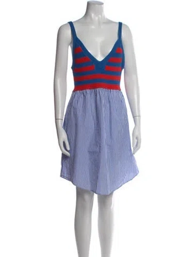 Pre-owned Kule Striped Mini Dress In Blue