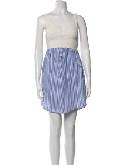 Pre-owned Kule Striped Mini Dress In Blue