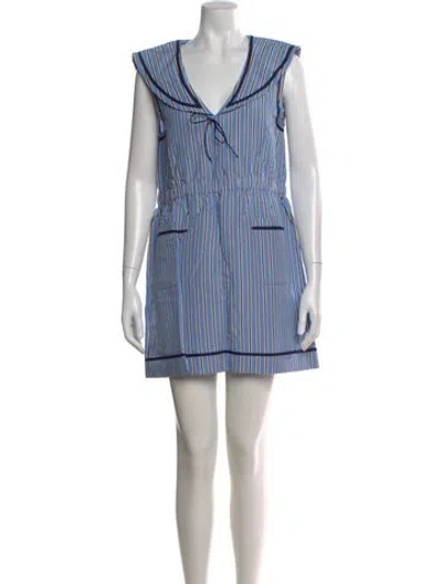 Pre-owned Kule Striped Mini Dress In Blue
