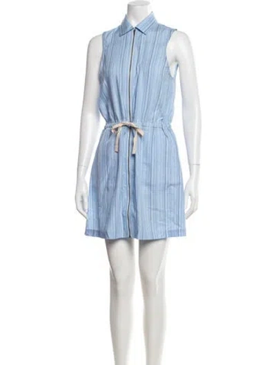 Pre-owned Kule Striped Mini Dress In Blue