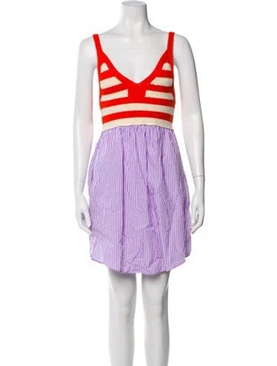 Pre-owned Kule Striped Mini Dress In Purple