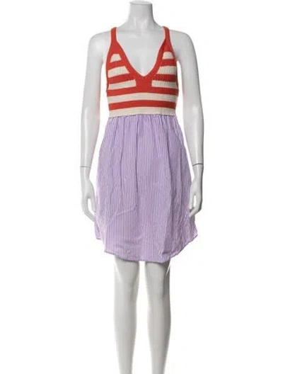 Pre-owned Kule Striped Mini Dress In Purple