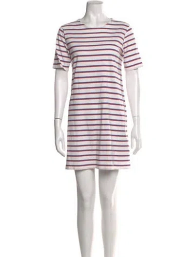 Pre-owned Kule Striped Mini Dress In White