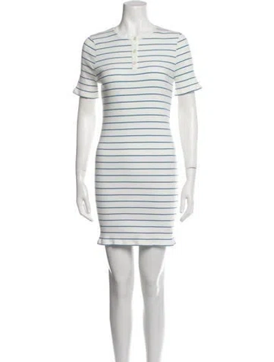 Pre-owned Kule Striped Mini Dress In White