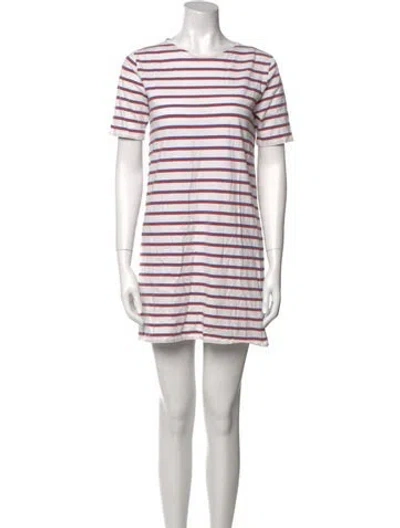 Pre-owned Kule Striped Mini Dress In White