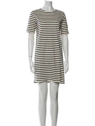 Pre-owned Kule Striped Mini Dress In White