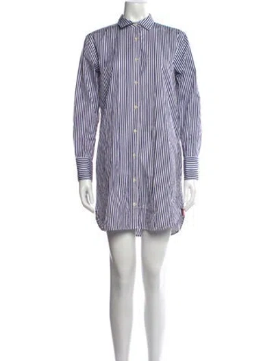 Pre-owned Kule Striped Mini Dress In White