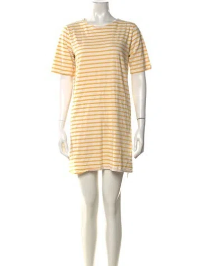 Pre-owned Kule Striped Mini Dress In White