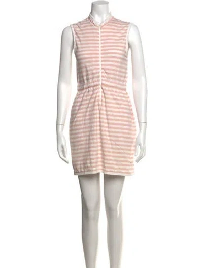Pre-owned Kule Striped Mini Dress In White