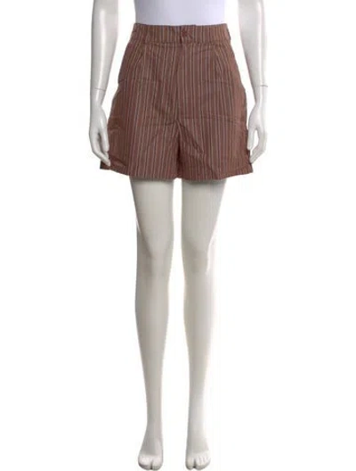 Pre-owned Kule Striped Mini Shorts In Brown
