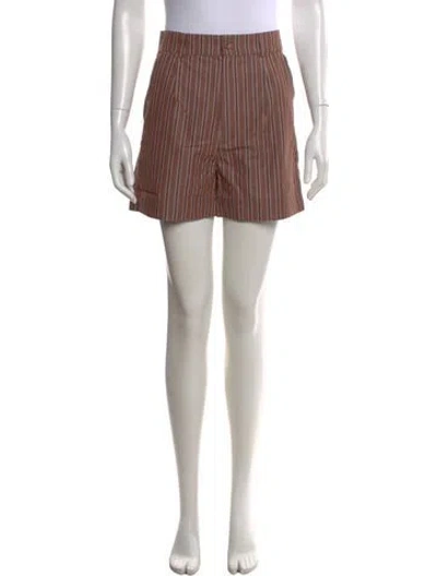 Pre-owned Kule Striped Mini Shorts In Brown