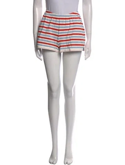 Pre-owned Kule Striped Mini Shorts In White