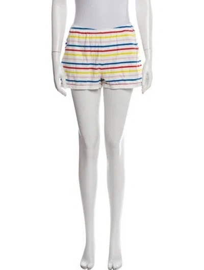 Pre-owned Kule Striped Mini Shorts In White