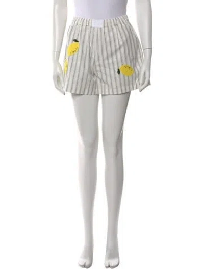 Pre-owned Kule Striped Mini Shorts In White