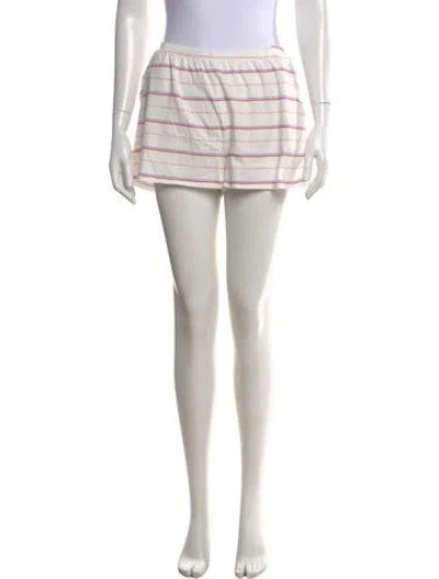 Pre-owned Kule Striped Mini Shorts In White