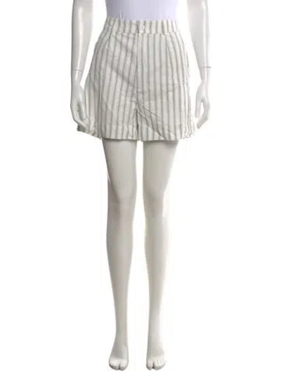 Pre-owned Kule Striped Mini Shorts In White