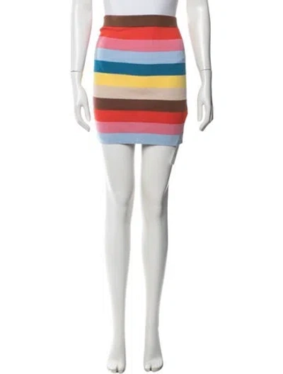 Pre-owned Kule Striped Mini Skirt In Blue