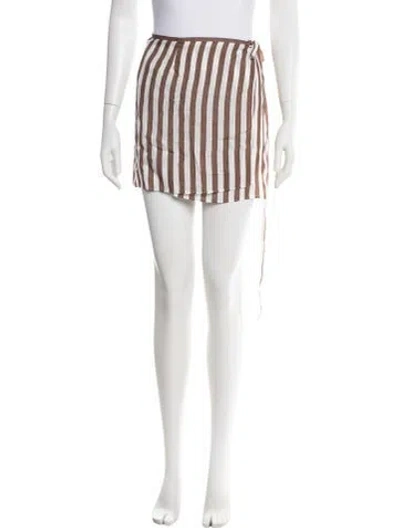 Pre-owned Kule Striped Mini Skirt In Brown/white