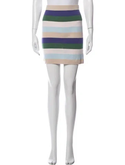 Pre-owned Kule Striped Mini Skirt In White