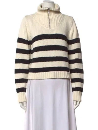 Pre-owned Kule Striped Mock Neck Sweater In Neutrals