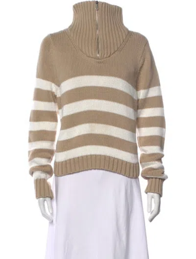 Pre-owned Kule Striped Mock Neck Sweater In Neutrals
