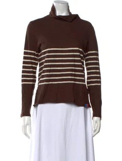 Pre-owned Kule Striped Mock Neck Top In Brown