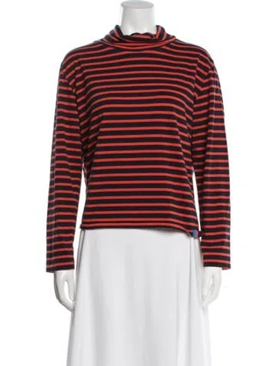 Pre-owned Kule Striped Mock Neck Top In Multi
