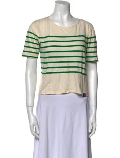 Pre-owned Kule Striped Scoop Neck Crop Top In Neutral