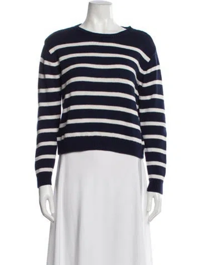 Pre-owned Kule Striped Scoop Neck Sweater In Blue