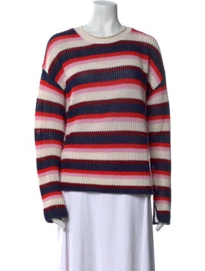 Pre-owned Kule Striped Scoop Neck Sweater In Red