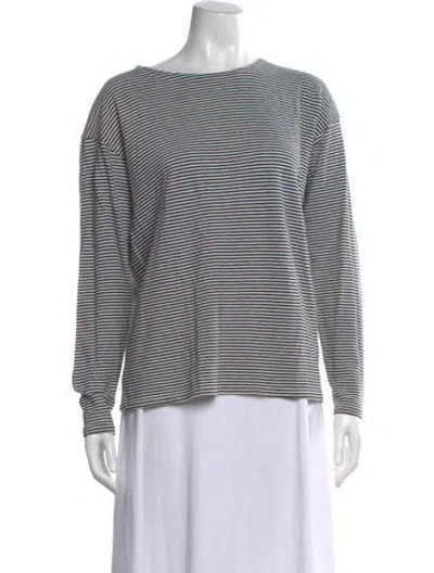 Pre-owned Kule Striped Scoop Neck Top In Black