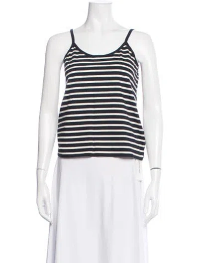Pre-owned Kule Striped Scoop Neck Top In Black