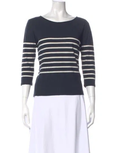 Pre-owned Kule Striped Scoop Neck Top In Blue