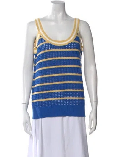 Pre-owned Kule Striped Scoop Neck Top In Blue