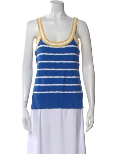 Pre-owned Kule Striped Scoop Neck Top In Blue