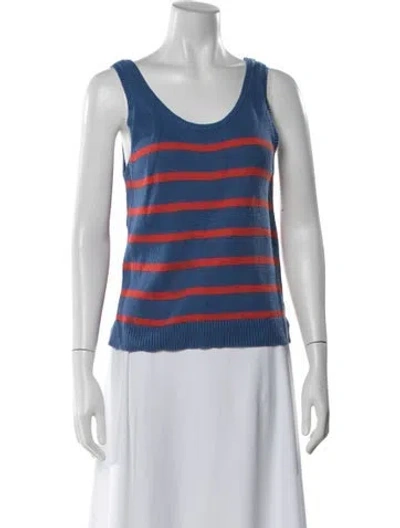 Pre-owned Kule Striped Scoop Neck Top In Blue