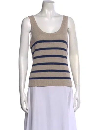 Pre-owned Kule Striped Scoop Neck Top In Neutral
